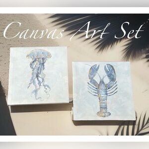 Ocean Life-Beach-Nautical Canvas Art 2pcs Set ~NEW~ Art~Wall Art Set